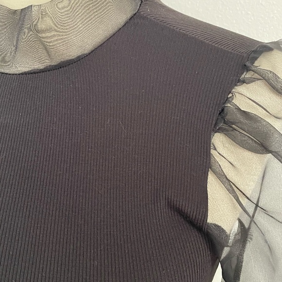 tinywillow Black Top with Sheer Sleeves XS - Picture 2 of 9